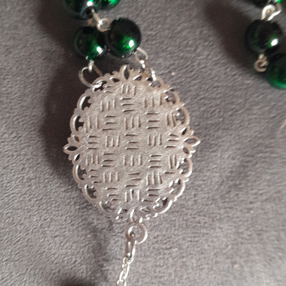 Green and Silver Classic Saint Francis Elegant Design Rosary Catholic Religious - Picture 5 of 6